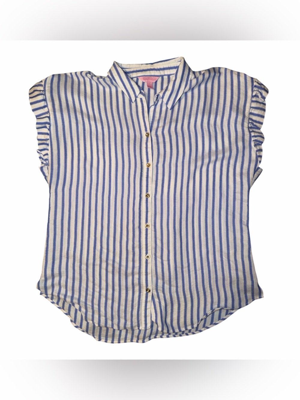 LILLY PULITZER Women’s Large Bennett blue Beachy Striped Shirt